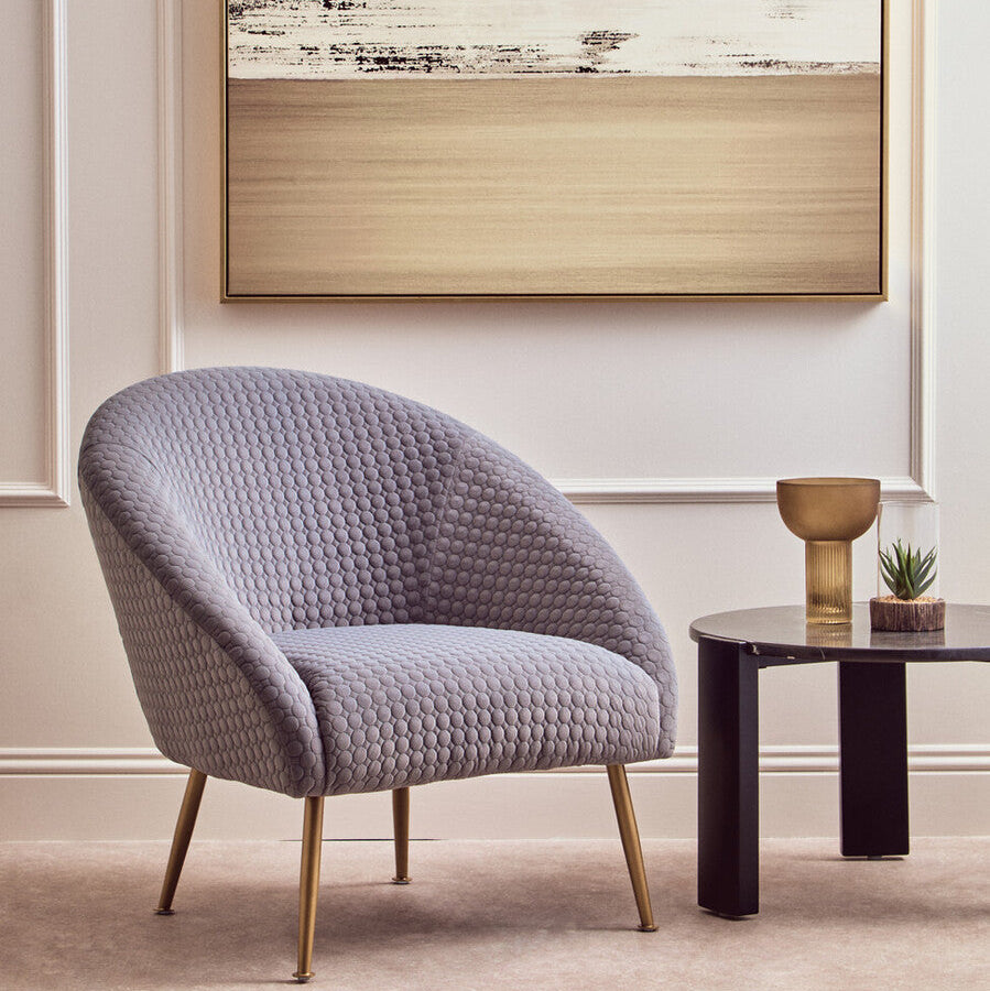 Orsina Tania Grey Velvet Occasional Chair – Modern Accent Seat with Gold Legs
