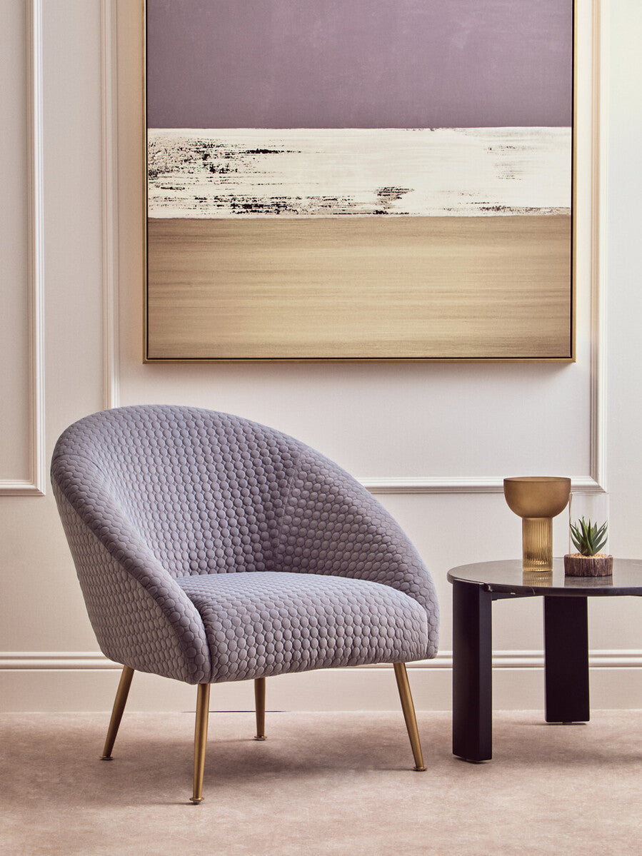 Orsina Tania Grey Velvet Occasional Chair – Modern Accent Seat with Gold Legs