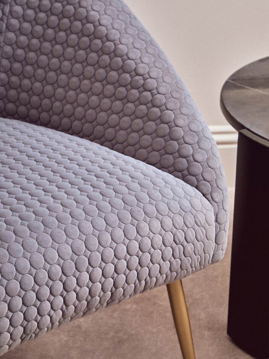 Orsina Tania Grey Velvet Occasional Chair – Modern Accent Seat with Gold Legs