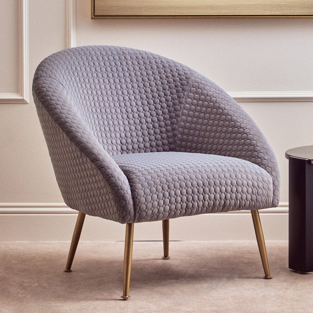 Orsina Tania Grey Velvet Occasional Chair – Modern Accent Seat with Gold Legs