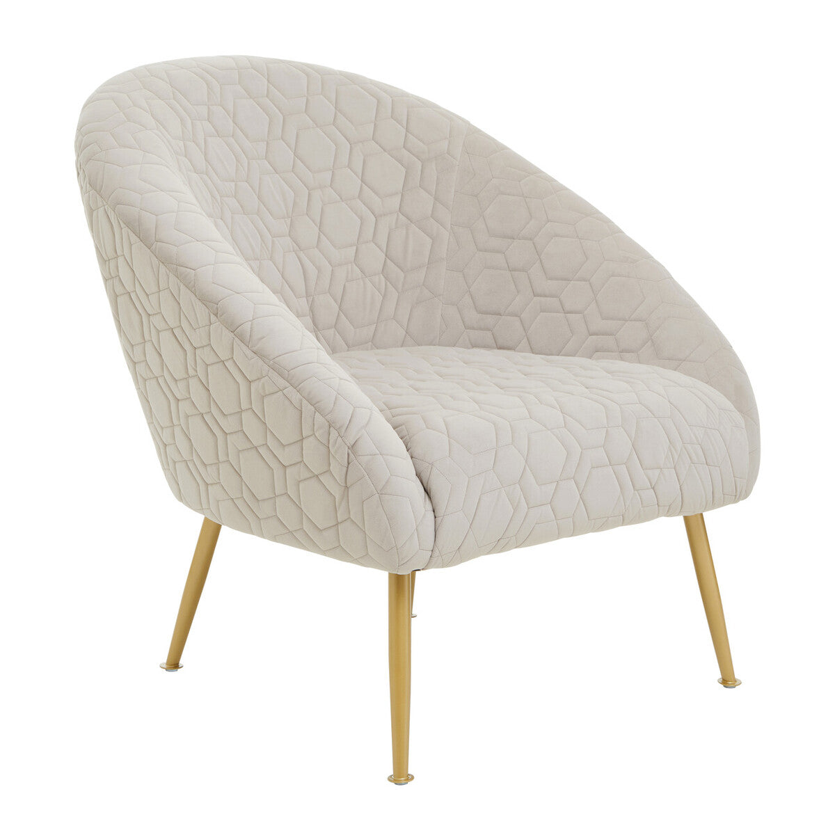 Orsina Tania Beige Velvet Occasional Chair – Gold Metal Legs