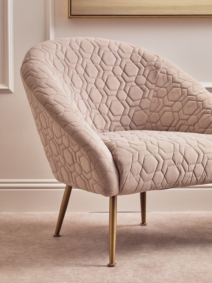 Orsina Tania Beige Velvet Occasional Chair – Gold Metal Legs