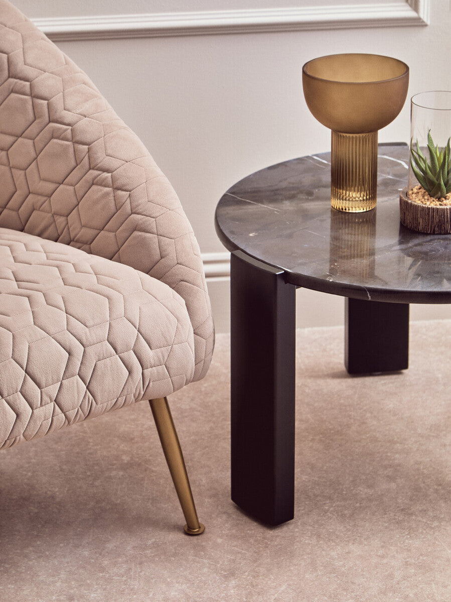 Orsina Tania Beige Velvet Occasional Chair – Gold Metal Legs