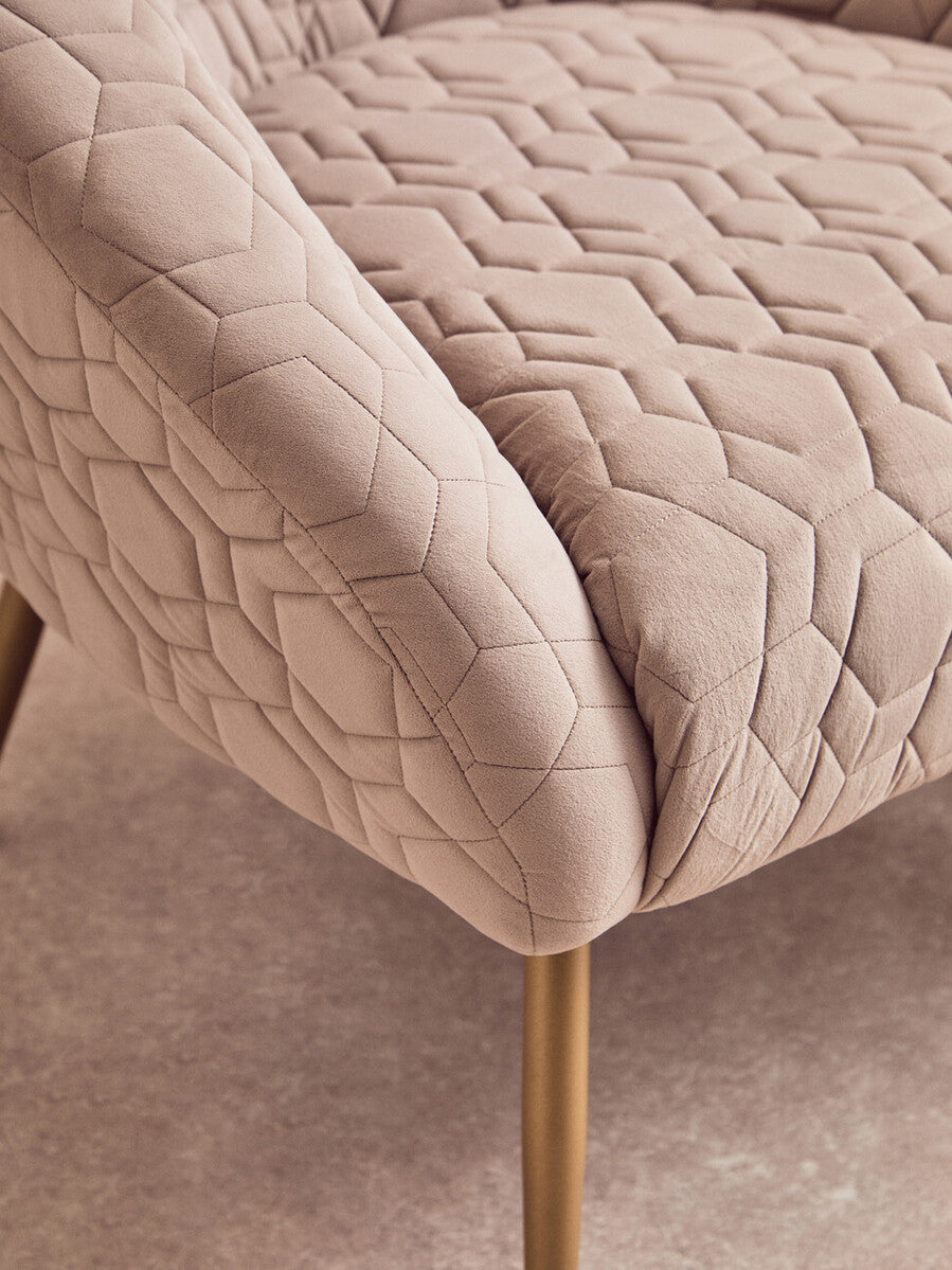 Orsina Tania Beige Velvet Occasional Chair – Gold Metal Legs