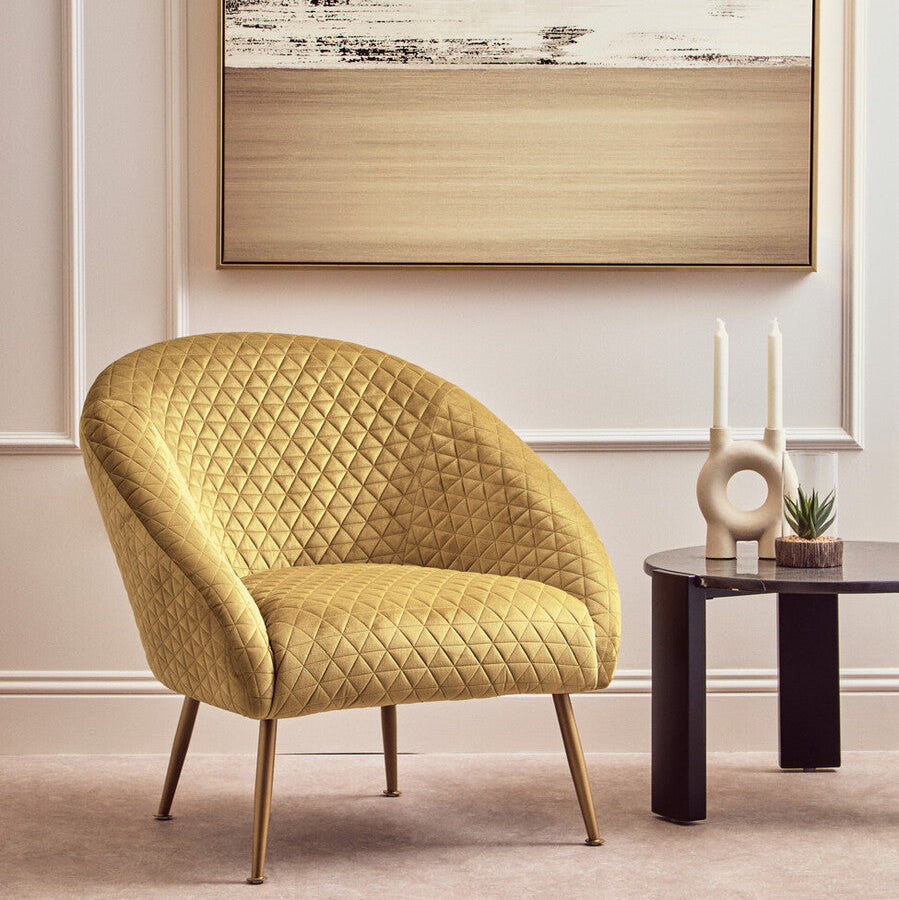 Orsina Tania Gold Velvet Occasional Chair – Modern Art Deco Accent Seat