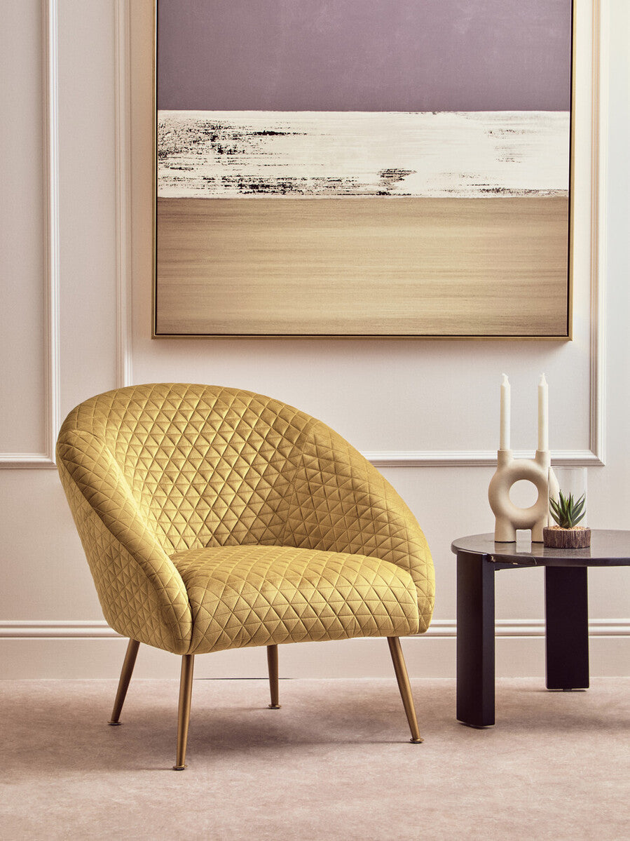 Orsina Tania Gold Velvet Occasional Chair – Modern Art Deco Accent Seat