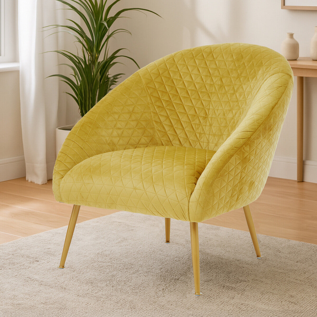 Orsina Tania Gold Velvet Occasional Chair – Modern Art Deco Accent Seat