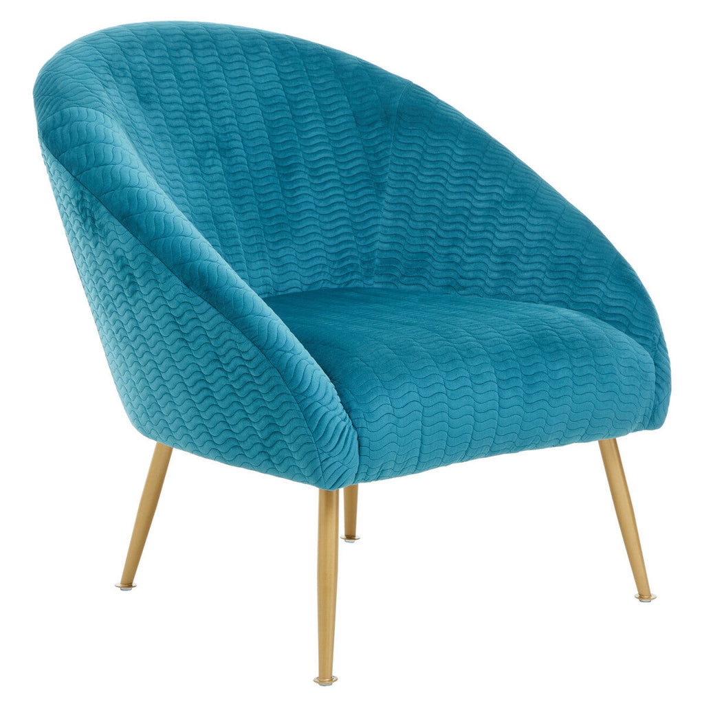 Orsina Tania Blue Velvet Occasional Accent Chair with Gold Legs