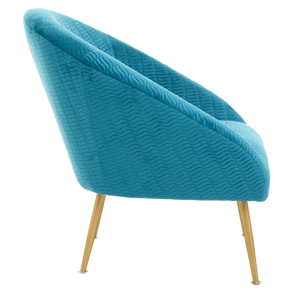 Orsina Tania Blue Velvet Occasional Accent Chair with Gold Legs