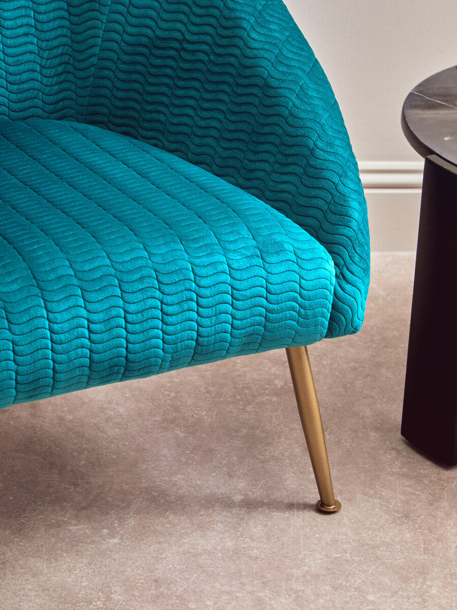 Orsina Tania Blue Velvet Occasional Accent Chair with Gold Legs