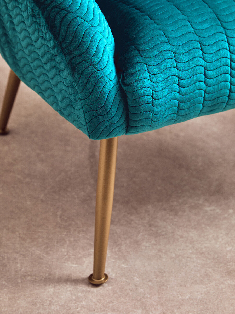 Orsina Tania Blue Velvet Occasional Accent Chair with Gold Legs