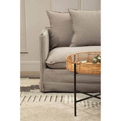 Orsina Antibes 3-Seater Grey Sofa – Modern Cotton Linen Fabric