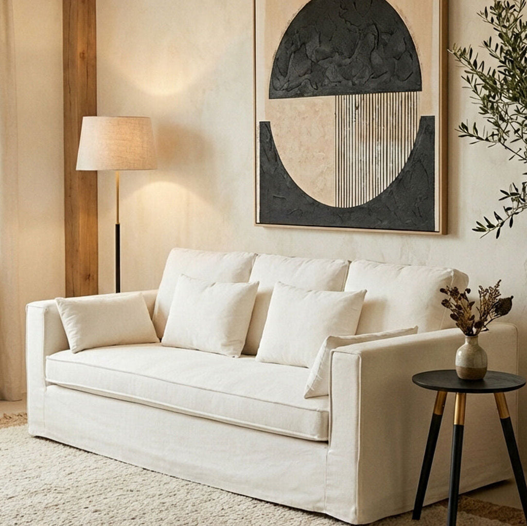 Orsina Menton 3-Seater Cream Sofa – Premium Cotton Linen Blend
