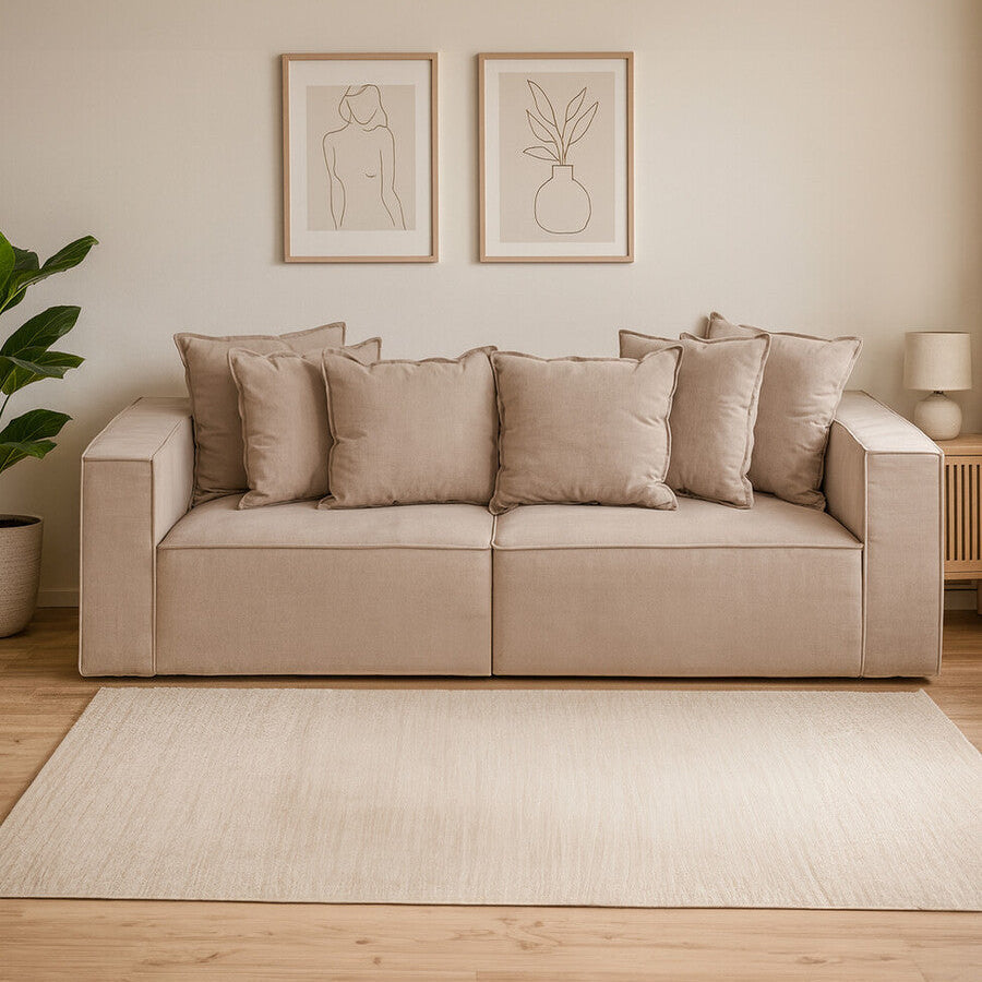 Orsina Marseille 3-Seater Grey Sofa | Modern Cotton-Linen Blend