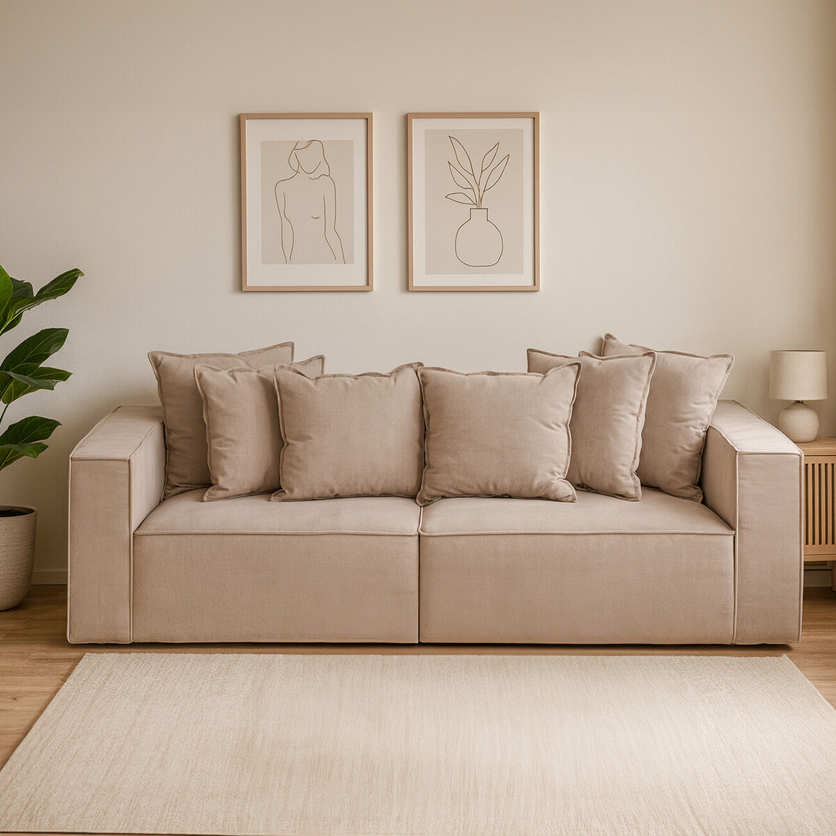 Orsina Marseille 3-Seater Grey Sofa | Modern Cotton-Linen Blend