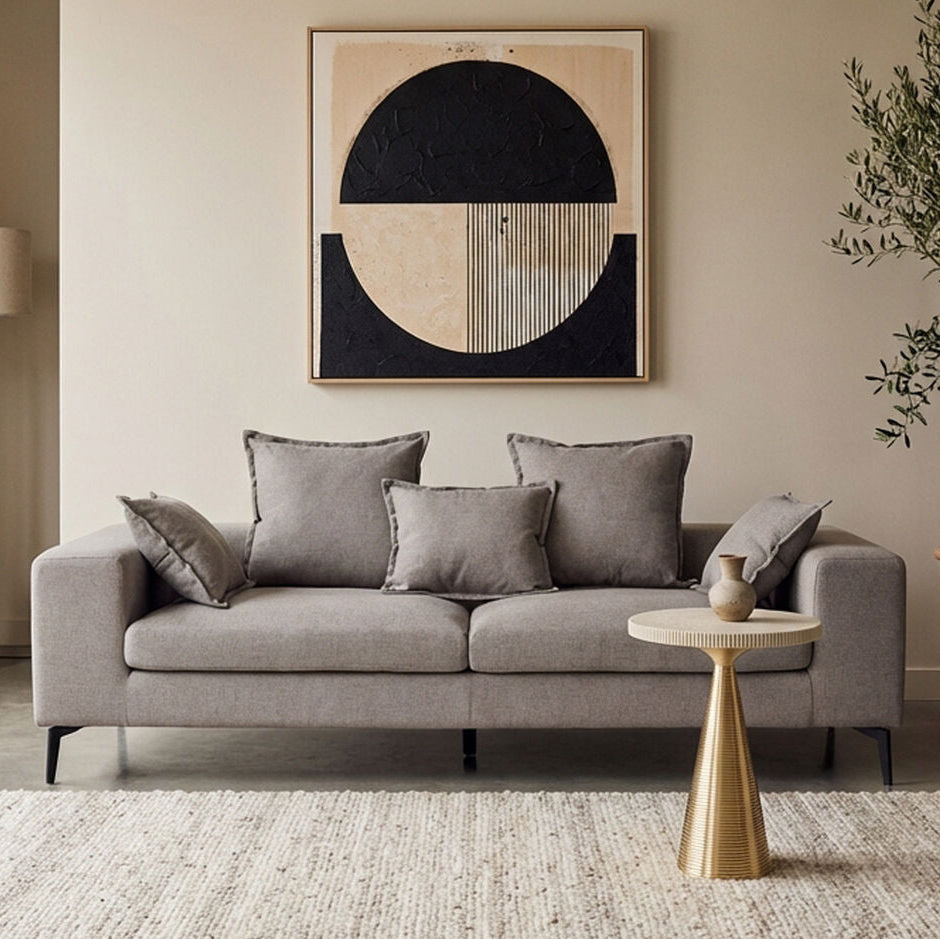 Orsina Avignon 3 Seater Grey Sofa – Modern Polyester Living Room Couch