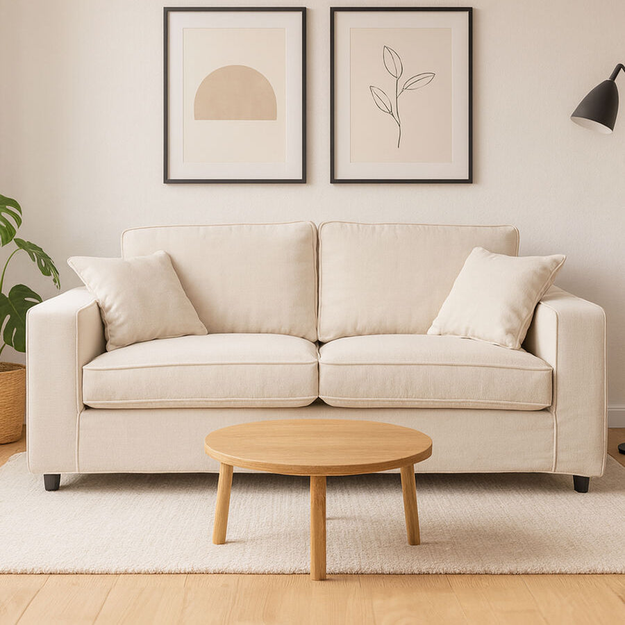 Orsina Valensole 2-Seater Cream Fabric Sofa – Compact Living Room Lounge