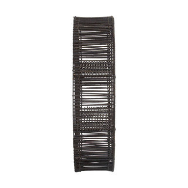 Orsina Batu Large Black Rattan Wall Shelf – 2-Tier Handcrafted Storage