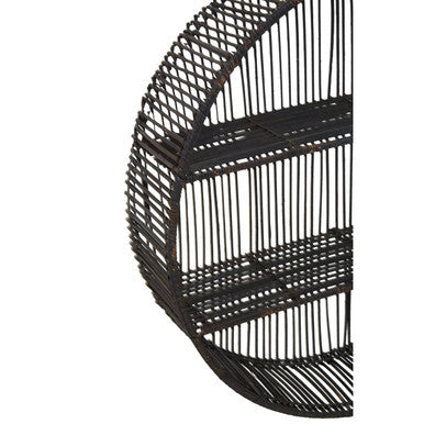 Orsina Batu Large Black Rattan Wall Shelf – 2-Tier Handcrafted Storage