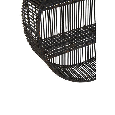 Orsina Batu Large Black Rattan Wall Shelf – 2-Tier Handcrafted Storage