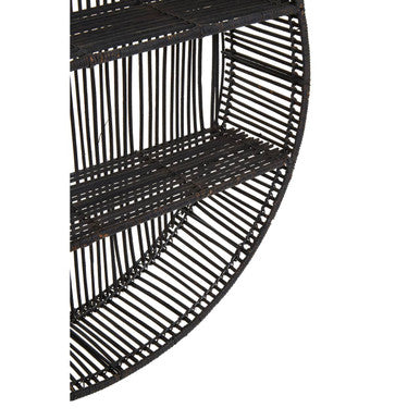 Orsina Batu Large Black Rattan Wall Shelf – 2-Tier Handcrafted Storage