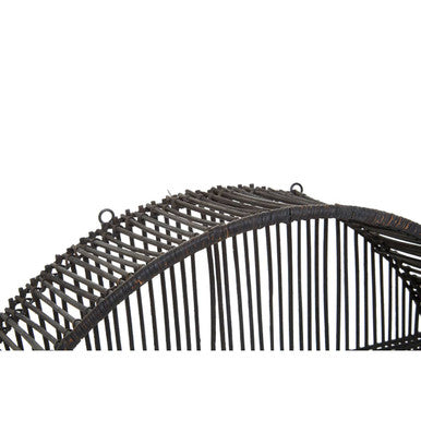 Orsina Batu Large Black Rattan Wall Shelf – 2-Tier Handcrafted Storage