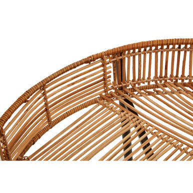 Orsina Batu Natural Rattan Nesting Side Tables | Set of 2 Black Metal