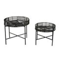 Orsina Batu Black Rattan Side Tables – Set of 2 Nesting Accent Tables