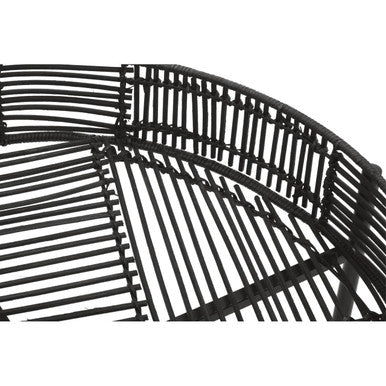 Orsina Batu Black Rattan Side Tables – Set of 2 Nesting Accent Tables