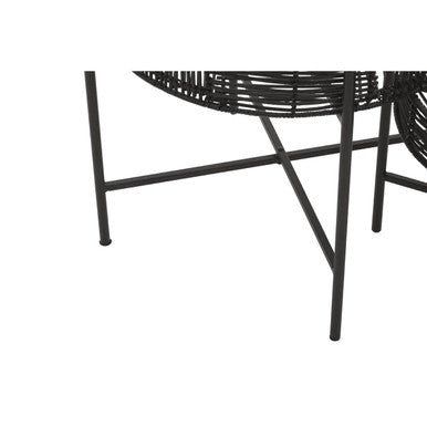 Orsina Batu Black Rattan Side Tables – Set of 2 Nesting Accent Tables