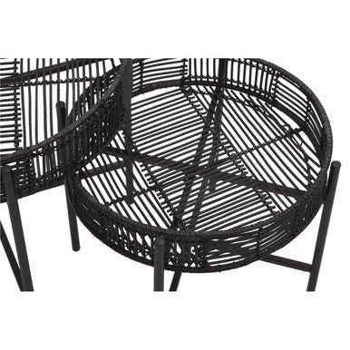 Orsina Batu Black Rattan Side Tables – Set of 2 Nesting Accent Tables