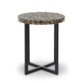 Orsina Branna Round Side Table – White Mother of Pearl & Metal Base