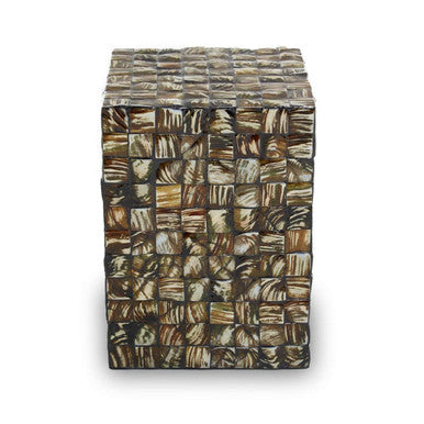 Orsina Branna Mother of Pearl Inlay Square Side Table – White Shell