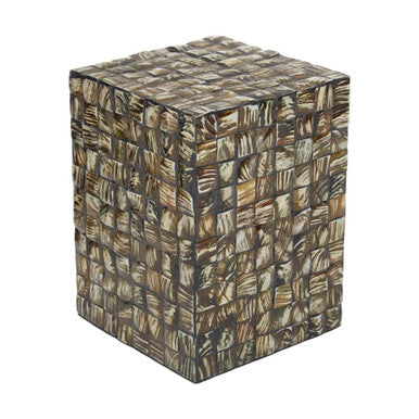 Orsina Branna Mother of Pearl Inlay Square Side Table – White Shell