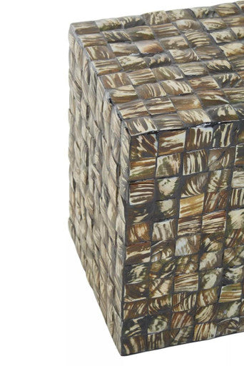 Orsina Branna Mother of Pearl Inlay Square Side Table – White Shell