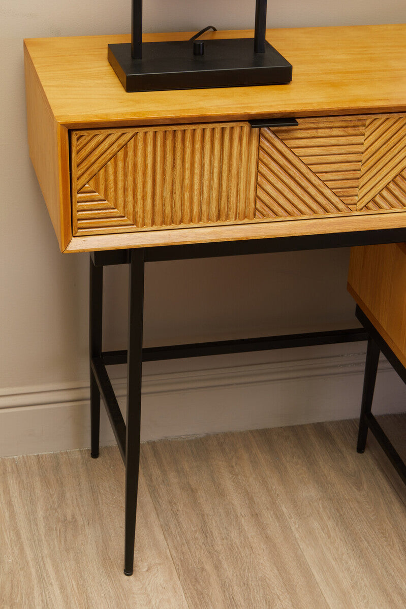 Orsina Jakara Natural Wood Effect Console Table with 2 Drawers