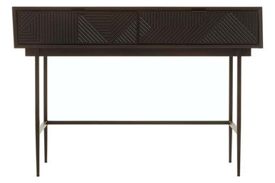 Orsina Jakara Console Table – Carved Wood Effect with 2 Drawers