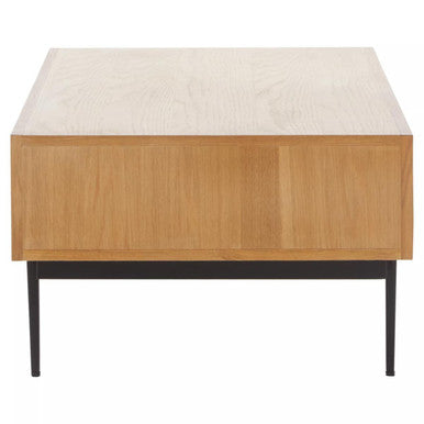 Orsina Jakara Coffee Table – Natural Carved Wood with 2 Drawers