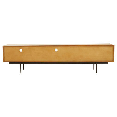 Orsina Jakara 200cm TV Stand – Natural Wood Media Unit with Carved Doors