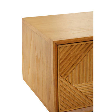 Orsina Jakara 200cm TV Stand – Natural Wood Media Unit with Carved Doors