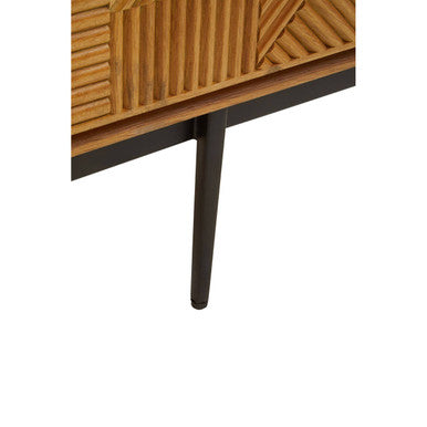 Orsina Jakara 200cm TV Stand – Natural Wood Media Unit with Carved Doors