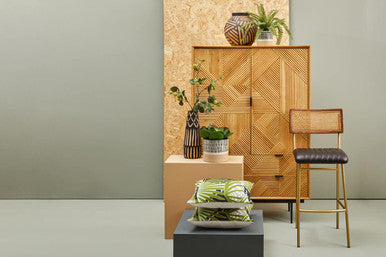 Orsina Jakara Natural Wood Cabinet – Carved Storage Sideboard