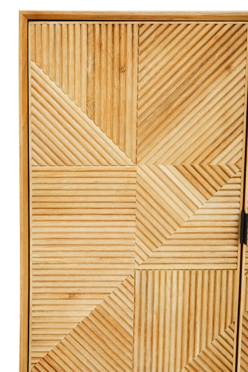 Orsina Jakara Natural Wood Cabinet – Carved Storage Sideboard