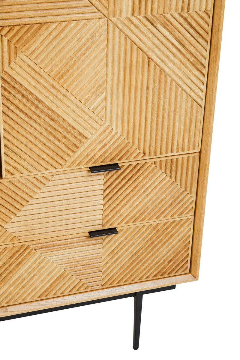 Orsina Jakara Natural Wood Cabinet – Carved Storage Sideboard