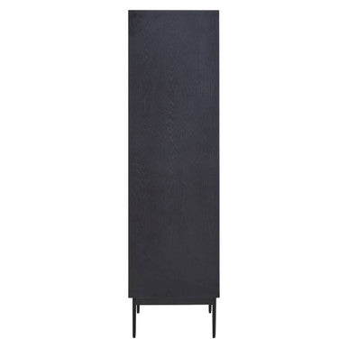 Orsina Jakara Black Wood Cabinet – Carved Geometric Storage