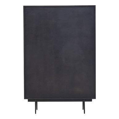 Orsina Jakara Black Wood Cabinet – Carved Geometric Storage