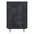 Orsina Jakara Black Wood Cabinet – Carved Geometric Storage