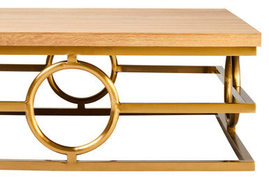 Orsina Jarloi Round Coffee Table – Natural Oak & Gold Stainless Steel