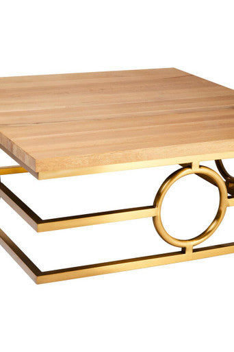 Orsina Jarloi Round Coffee Table – Natural Oak & Gold Stainless Steel