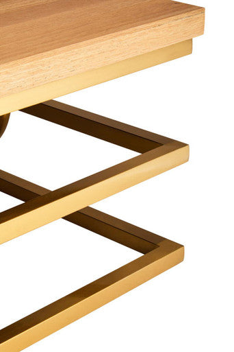 Orsina Jarloi Round Coffee Table – Natural Oak & Gold Stainless Steel